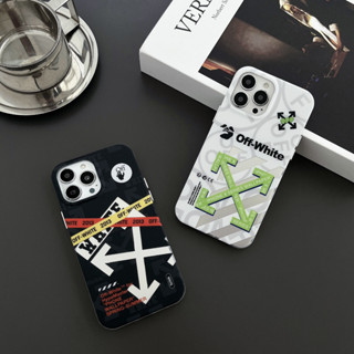 เคสโทรศัพท์มือถือ พลาสติกแข็ง ลายการ์ตูนเลเซอร์ off-white แฟชั่นสตรีท สําหรับ iPhone14 14pro 14promax iPhone13 13pro 13promax iPhone12 12pro 12promax iPhone11 11promax x xs xr