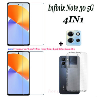 4in1- ฟิล์มกระจกนิรภัยใส พร้อมฟิล์มด้านหลัง และฟิล์มเลนส์ สําหรับ Infinix Note 30 5G Note 30 Pro 30i 12 12 Pro 11S 11 Pro 2 หน้าจอ