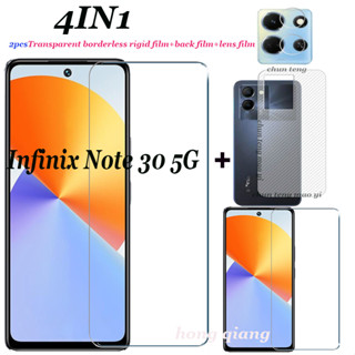 4in1- ฟิล์มกระจกนิรภัยใส พร้อมฟิล์มด้านหลัง และฟิล์มเลนส์ สําหรับ Infinix Note 30 5G Note 30 Pro 30i 12 12 Pro 11S 11 Pro 2 หน้าจอ