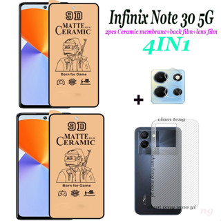 4 in 1 ฟิล์มกระจกนิรภัยเซรามิค ฟิล์มเลนส์ 1 และฟิล์มด้านหลัง 1 สําหรับ Infinix Note 30 5G Note 30 Pro 30i 12 12 Pro 11S 11 Pro 2 ชิ้น