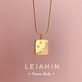 LEIAHIN สร้อยคอสเตนเลส ทอง 18k จี้รูปดาว ดวงจันทร์นําโชค ของขวัญวันเกิด สไตล์เกาหลี พร้อมส่ง