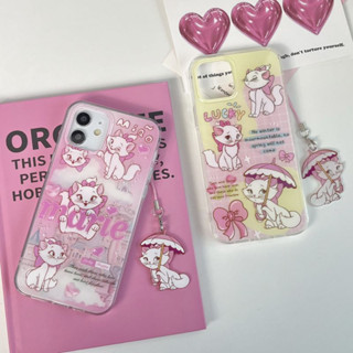 เคสโทรศัพท์มือถือ PC แข็ง ลายการ์ตูนแมวแมรี่น่ารัก สีชมพู พร้อมจี้ สําหรับ iPhone 14 Pro max case 13 Pro max 12 Pro max 14 Pro 13 Pro 12 Pro 11 12 13 14 case