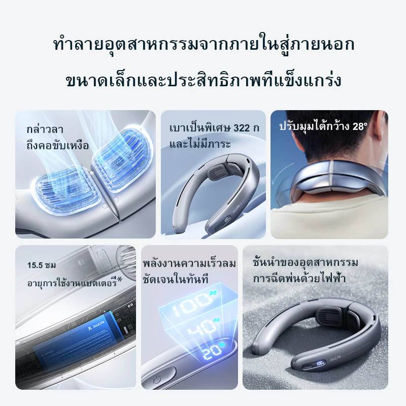 JisuLife  พัดลมระบายความร้อน แบบพกพา ชาร์จแบตเตอรี่ 5000mAh 100 เกียร์ หน้าจอ LED ปรับความกว้างได้ สําหรับสํานักงาน นักเรียน กลางแจ้ง thumbnail 7