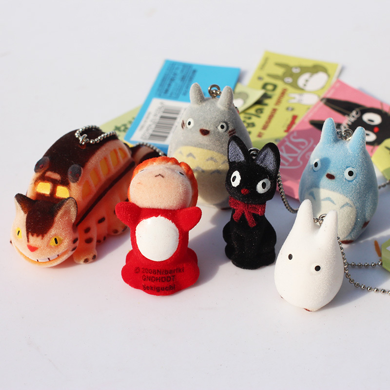 พวงกุญแจตุ๊กตาฟิกเกอร์ การ์ตูน Hayao Miyazaki My Neighbor Totoro Ponyo On The Cliff KiKis จํานวน 6 ช