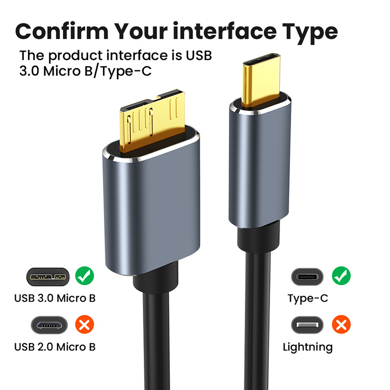 อะแดปเตอร์เชื่อมต่อสายเคเบิล USB C เป็น Micro B USB 3.0 Type C 5Gbps HDD SSD สําหรับคอมพิวเตอร์ แล็ปท็อป ฮาร์ดไดรฟ์ สมาร์ทโฟน Type C สายดิสก์กล้อง