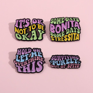 เข็มกลัด รูปตัวอักษร Let Me Overthink This Enamel Pin หลากสีสัน สําหรับเพื่อน