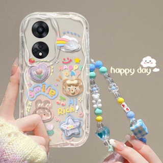 เคส OPPO A98 A78 5G เคส OPPO A78 A58 4G A57 A77S A17 A17K เคส Case เคสโทรศัพท์มือถือแบบใส กันกระแทก พร้อมตัวป้องกันเลนส์กล้อง ขอบครีม ตุ๊กตาสามมิติ สําหรับ