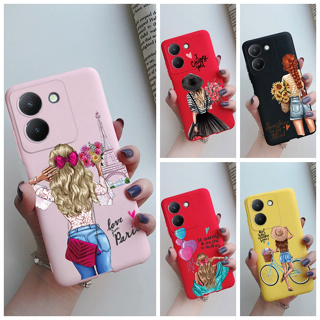 เคสโทรศัพท์มือถือ ซิลิโคนนิ่ม ลายเด็กผู้หญิงสวย แฟชั่น สําหรับ Vivo Y36 5G Y36 Y 36