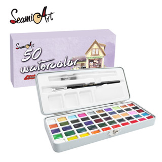 Seamiart ชุดเพ้นท์เล็บ สีเมทัลลิก 50 สี พร้อมแปรงทาสี