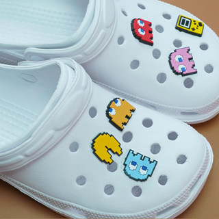 กระดุม รูปรองเท้า Croc Jibz Pins Pac-Man Pakkuman สีสันสดใส สําหรับรองเท้า DIY