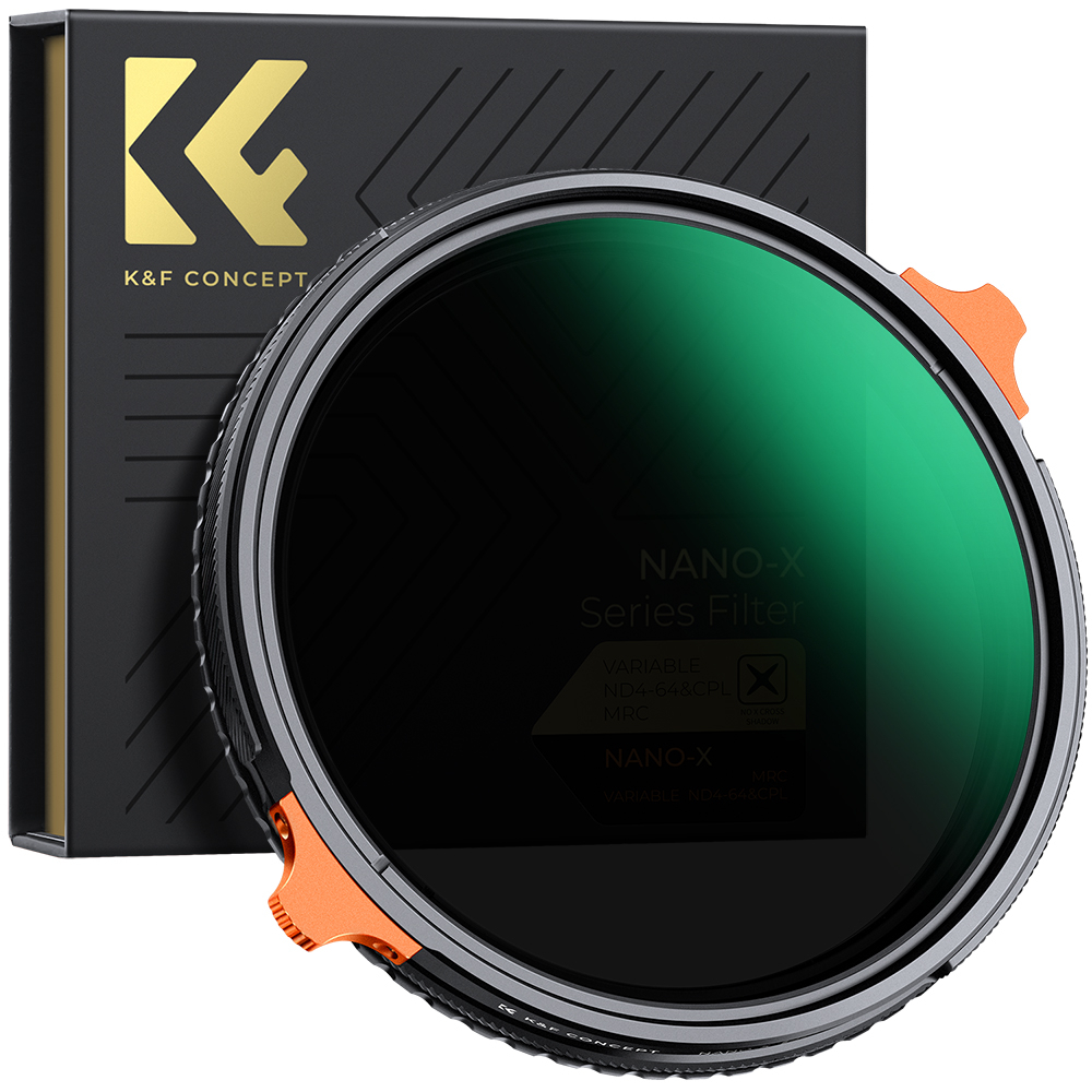 K&f Concept 2-in-1 CPL & ND4-ND64 (2-6 สต็อป) ฟิลเตอร์เลนส์โพลาไรเซอร์ ND 49 52 55 58 62 67 72 77 82 มม. พร้อมเคลือบหลายชั้น 28 ชิ้น (Nano-X Series)
