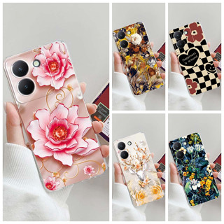 เคสโทรศัพท์มือถือแบบนิ่ม TPU ใส กันกระแทก ลายดอกไม้ สําหรับ Vivo Y36 5G Y36 Y 36