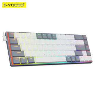 E-yooso A68 RGB คีย์บอร์ดเล่นเกม แบบใช้สาย USB 68 คีย์ สีแดง สําหรับคอมพิวเตอร์ แล็ปท็อป