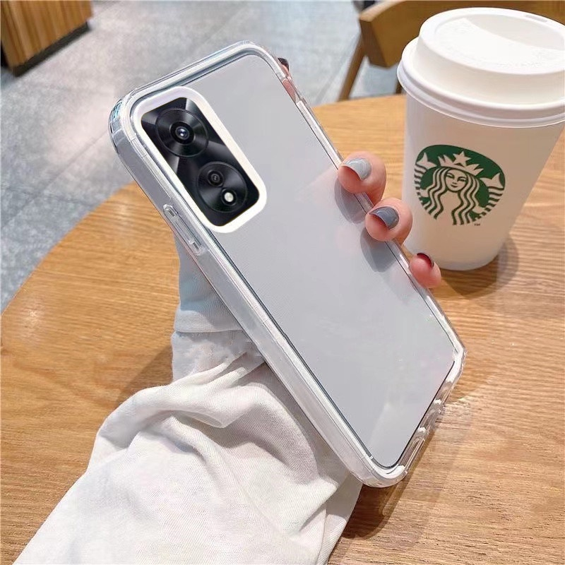 เคส OPPO A58 A78 A57 A77S 2022 เคส OPPO A77 5G เคสโทรศัพท์ เคสโทรศัพท์มือถือแบบเจลลี่ใส 3 in 1 หนา กันกระแทก กันรอยเลนส์กล้อง สําหรับ