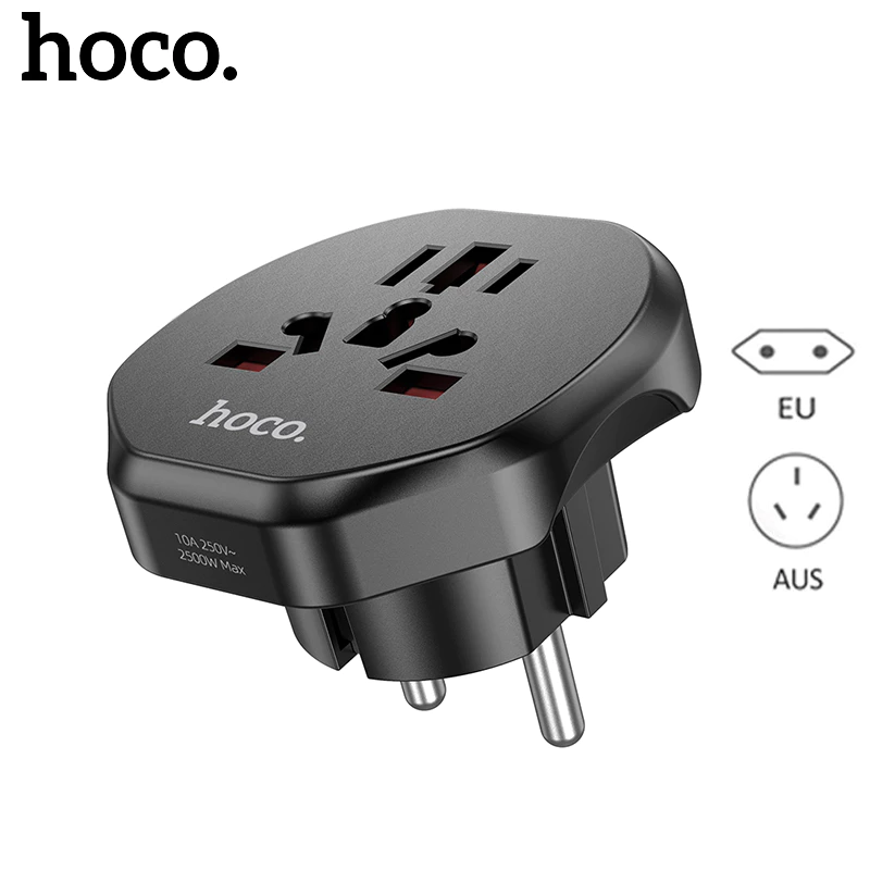 Hoco AC6 Universal ปลั๊กแปลง Travel Adaptor มัลติฟังก์ชั่น All-in-one ปลั๊กชาร์จ EU Wall Charger สําหรับสมาร์ทโฟน Universal