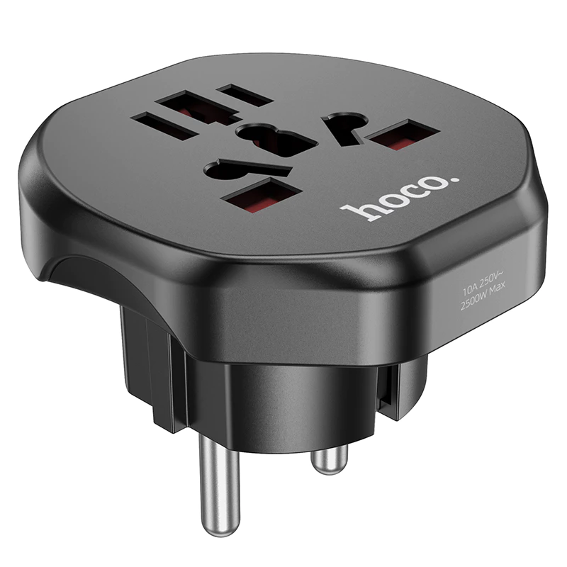 Hoco AC6 Universal ปลั๊กแปลง Travel Adaptor มัลติฟังก์ชั่น All-in-one ปลั๊กชาร์จ EU Wall Charger สําหรับสมาร์ทโฟน Universal thumbnail 3