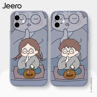 Jeero เคสคู่ เคสไอโฟน คู่รัก กันกระแทกซิลิโคนนุ่มการ์ตูนน่ารักตลก เคสโทรศัพท์ Compatible for iPhone 15 14 13 12 11 Pro Max SE 2020 X XR XS 8 7 6 6S Plus พลัส HFE2462