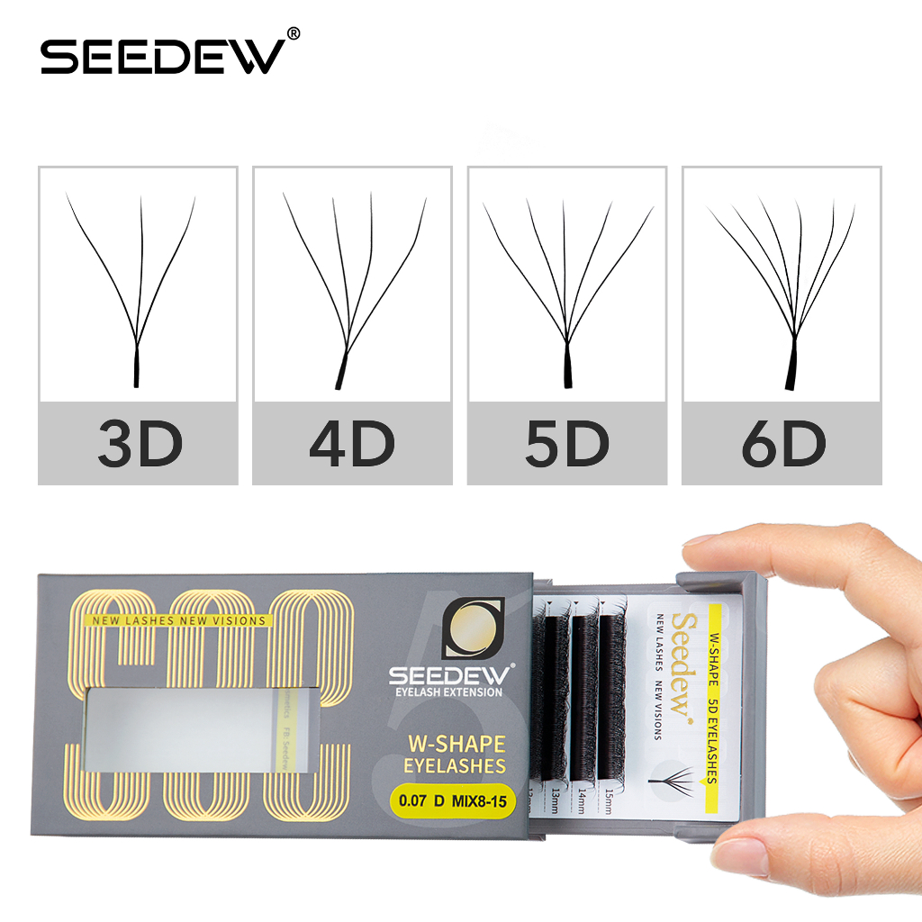 Seedew 0.07 มม.W รูปร่าง ขนตาปลอม 3D/4D/5D/6D ขนตา ดูเป็นธรรมชาติ ต่อขนตา ขนตา w ขนตาปลอม ขนตาปลอม3d