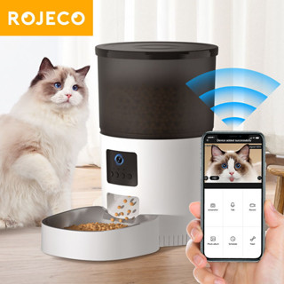 【Camera+WiFi Control】rojeco เครื่องให้อาหารแมวอัตโนมัติ 3 ลิตร พร้อมกล้องวิดีโอ และรีโมตควบคุม สําหรับสัตว์เลี้ยง สุนัข แมว