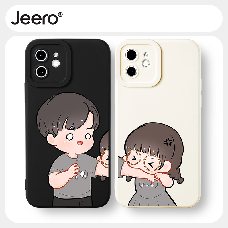Jeero เคสคู่ เคสไอโฟน คู่รัก กันกระแทกซิลิโคนนุ่มการ์ตูนน่ารักตลก เคสโทรศัพท์ Compatible for iPhone 16 15 14 13 12 11 Pro Max SE 2020 X XR XS 8 7 6 6S Plus พลัส HFF3265
