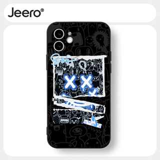 Jeero เคสไอโฟน เคสซิลิโคนนุ่มกันกระแทกน่ารักตลก สีดำ เคสโทรศัพท์ Compatible for iPhone 15 14 13 12 11 Pro Max SE 2020 X XR XS 8 7 6 6S Plus พลัส HFF3245