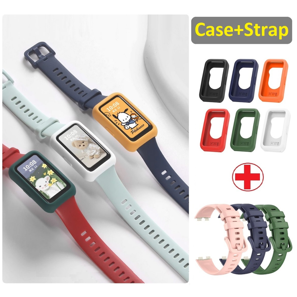 สาย + เคส Huawei Band 9 Strap Smart Bracelet ซิลิโคนนุ่ม สายนาฬิกา Huawei Band 9 Case Replacement Wristband สาย Huawei band 8 สายนาฬิกา Watchband Smart Watch Huawei band 8 เคส Watch Strap สาย Huawei band 9 Case