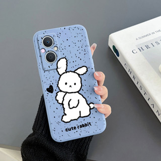 เคสโทรศัพท์มือถือ Tpu ขอบตรง ลายกระต่าย สําหรับ Oppo A96 A36 4G A36 A76 A16K A16E A16 A52