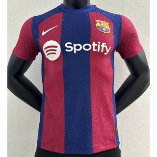 เสื้อกีฬาแขนสั้น ลายทีมชาติฟุตบอล Barcelona Player Version 23 24 ชุดเหย้า สีฟ้า แดง สําหรับผู้ชาย