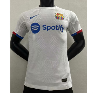 เสื้อกีฬาแขนสั้น ลายทีมชาติฟุตบอล Barcelona Player Version 23 24 ชุดเยือน สีขาว สําหรับผู้ชาย