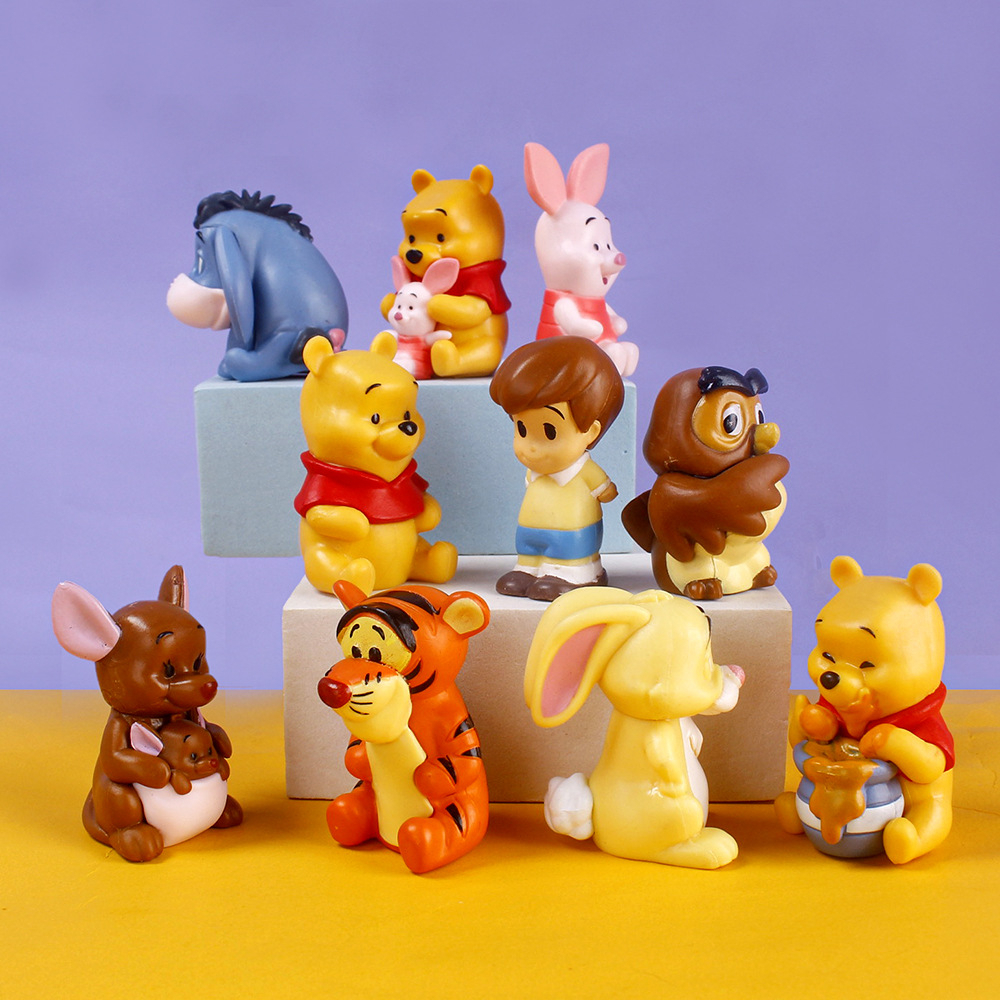 10 ชิ้น/เซ็ต Disney Winnie the Pooh และ Tigger รูป Too Pooh Bear Piglet Robin Eeyore กระต่าย Roo รุ่