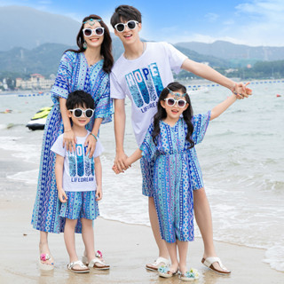 เสื้อยืดลําลอง แขนสั้น พิมพ์ลาย Mom And Me Terno Man เหมาะกับเดินชายหาด แฟชั่นฤดูร้อน สําหรับผู้ชาย และผู้หญิง