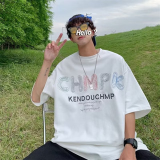 เสื้อยืดลําลอง แขนสั้น คอกลม พิมพ์ลายตัวอักษร เพ้นท์มือ สไตล์อเมริกัน สตรีท โอเวอร์ไซซ์ สําหรับผู้ชาย และผู้หญิง