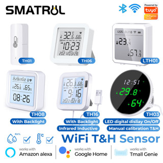 Smatrul Tuya Wifi อุณหภูมิความชื้นเซ็นเซอร์หน้าจอกระจก LED แสดงผลดิจิตอลในร่มเครื่องวัดอุณหภูมิความชื้นเครื่องตรวจจับ Usb สมาร์ทไลฟ์รองรับ Alexa Google Home