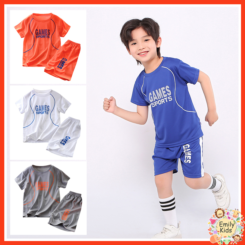พร้อมส่ง เสื้อยืดแขนสั้น ผ้าตาข่าย แบบแห้งเร็ว สําหรับเด็กผู้ชาย อายุ 1-9 ปี 2 ชิ้น
