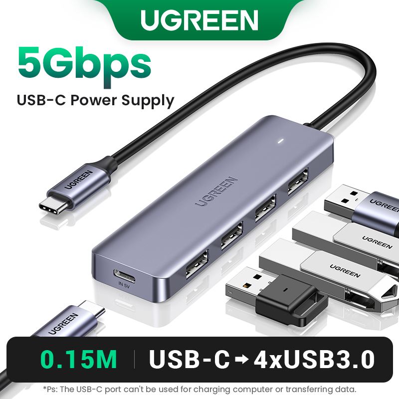 Ugreen ฮับ USB 3.0 4 พอร์ต ความเร็วสูง แบบพกพา สําหรับ MacBook Mac Pro mini Surface Pro XPS PS4 Xbox