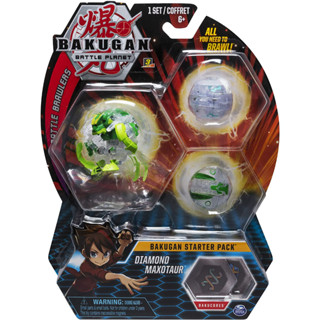 Bakugan Starter Pack 3-Pack, Diamond Maxotaur, Collectible Action Figures ฟิกเกอร์ Bakugan Starter Pack Diamond Maxotaur สําหรับเก็บสะสม 3 แพ็ค