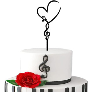 ท็อปเปอร์อะคริลิค รูปตัวโน๊ตดนตรี Happy Birthday สําหรับตกแต่งเค้กวันเกิด