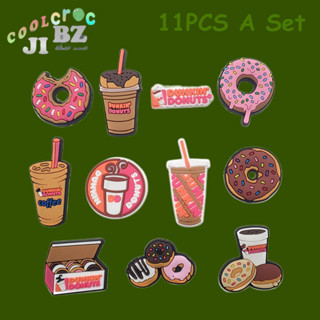 11 ชิ้น / เซต Crocs อุปกรณ์เสริม DUNKIN DONUTS แฮมเบอร์เกอร์ ชานม รองเท้า ดอกไม้ Jibbitz สําหรับ Crocs Jibbitz ชุดของขวัญวันเกิด สําหรับเด็ก