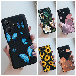 เคสโทรศัพท์มือถือ ซิลิโคนนิ่ม TPU ลายดอกไม้ ผีเสื้อ สําหรับ Infinix Hot 30i X669C Hot 30i Hot30i