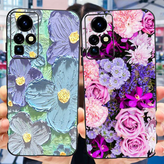 เคสโทรศัพท์มือถือ ซิลิโคนนิ่ม TPU ลายดอกไม้ สีดํา สําหรับ Infinix Zero X Pro ZeroXPro X6810 X6811