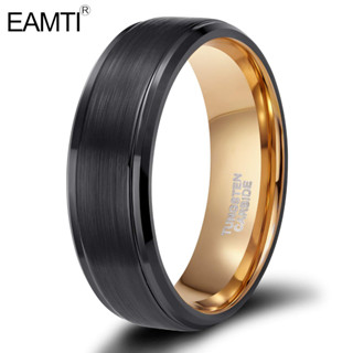 Eamti แหวนแต่งงาน ทังสเตนคาร์ไบด์ 8 มม. สีดํา ใส่สบาย ไซซ์ 7-12 สําหรับผู้ชาย ผู้หญิง