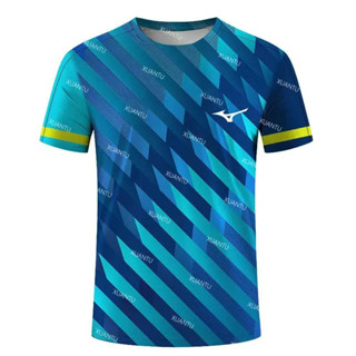 MIZUNO เสื้อยืดแขนสั้น ระบายอากาศได้ดี แบบแห้งเร็ว ดูดซับเหงื่อ สวมใส่สบาย เหมาะกับใส่เล่นกีฬาแบดมินตันกลางแจ้ง แฟชั่นสําหรับผู้ชาย 2023