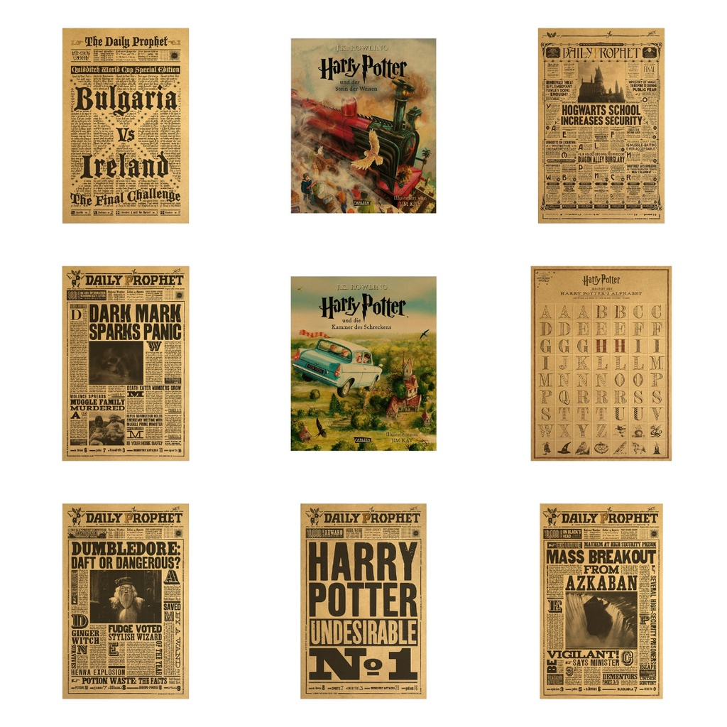 โปสเตอร์ติดผนังโปสเตอร์ Harry Potter "Daft หรืออันตราย" พิมพ์ผ้าใบ Vintage