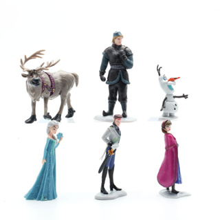 โมเดลฟิกเกอร์ Pvc การ์ตูนดิสนีย์ Frozen Anna Elsa Kristoff Olaf Hans สําหรับตกแต่งเค้ก จํานวน 6 ชิ้น ต่อชุด