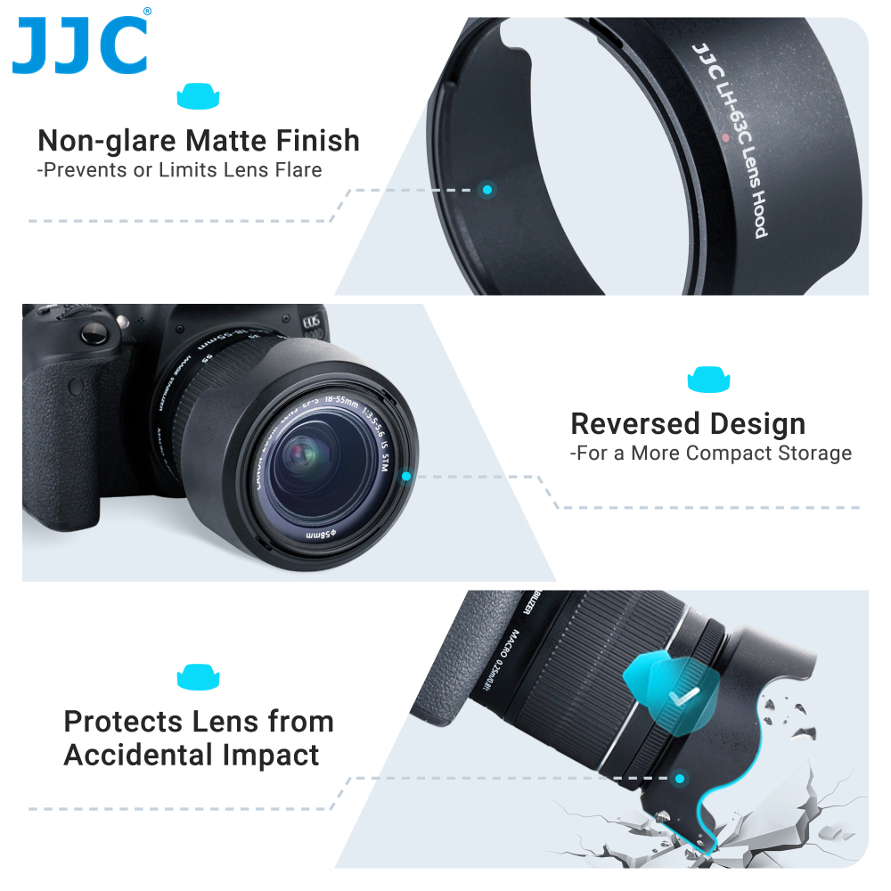 JJC Lens Hood เลนส์ฮูดแทนที่ EW-63C สำหรับเลนส์ Canon RF 24-50mm F4.5-6.3 IS STM/ EF-S 18-55mm F3.5-5.6 IS STM/ EF-S 18-55mm F4-5.6 IS STM/ RF-S 14-30mm F4-6.3 IS STM PZ - รูปที่ 5