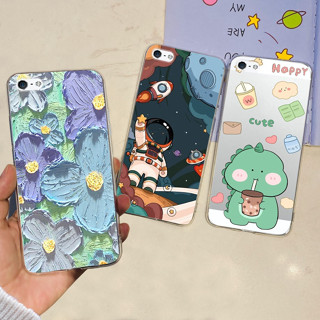 เคสโทรศัพท์ซิลิโคน TPU แบบนิ่ม พิมพ์ลายอวกาศ ดอกไม้ หรูหรา สําหรับ iPhone 5 5s 6 6s Plus 2023