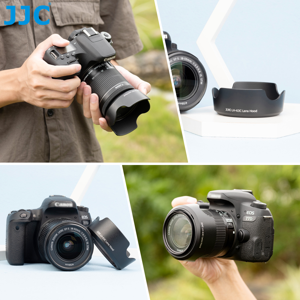JJC เลนส์ฮู้ด EW-63C แบบเปลี่ยน สําหรับ Canon RF 24-50mm F4.5-6.3 IS STM/ EF-S 18-55mm F3.5-5.6 IS STM/ EF-S 18-55mm F4-5.6 IS STM/ RF-S 14-30mm F4-6.3 IS STM PZ