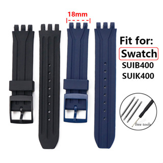 สายนาฬิกาข้อมือซิลิโคน กันน้ํา แบบเปลี่ยน สําหรับ Swatch SUIB400 SUIK400 18 มม.