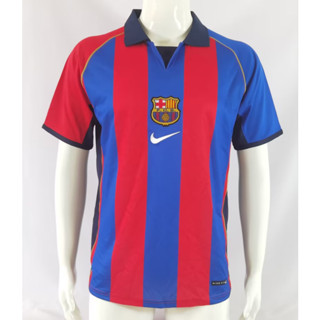 เสื้อกีฬาแขนสั้น ลายทีมชาติฟุตบอล Barcelona 2001-02 ชุดเหย้า สไตล์วินเทจ สําหรับผู้ชาย