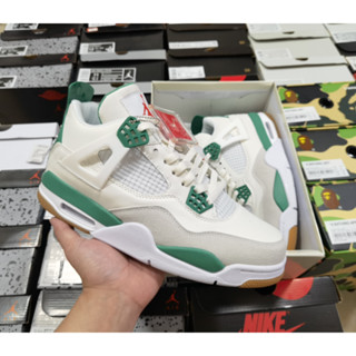 Nike Jordan 4 Emerald Retro Low-Top รองเท้าบาสเก็ตบอล สําหรับผู้ชาย ผู้หญิง aj4